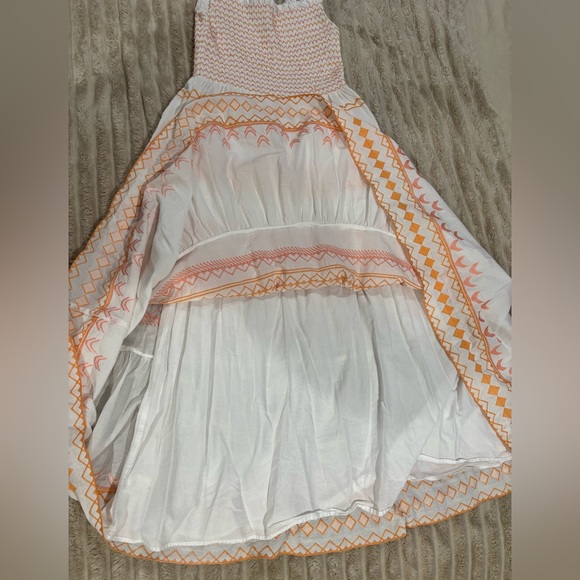 Zara White Maxi Dress with Pink and Orange Accents - Picture 6 of 6